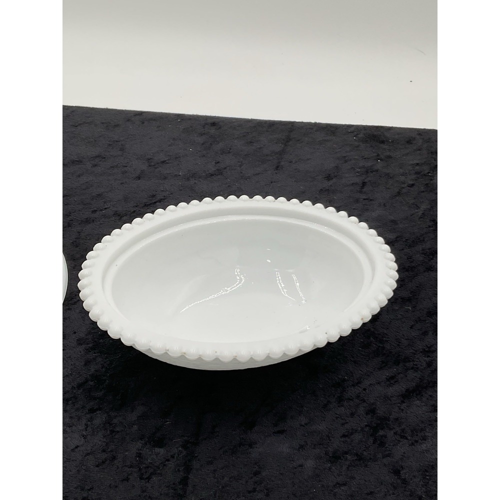 INDIANA HEN ON NEST 7" WHITE MILK GLASS COVERED CANDY DISH BOWL VINTAGE - Picture 3 of 7